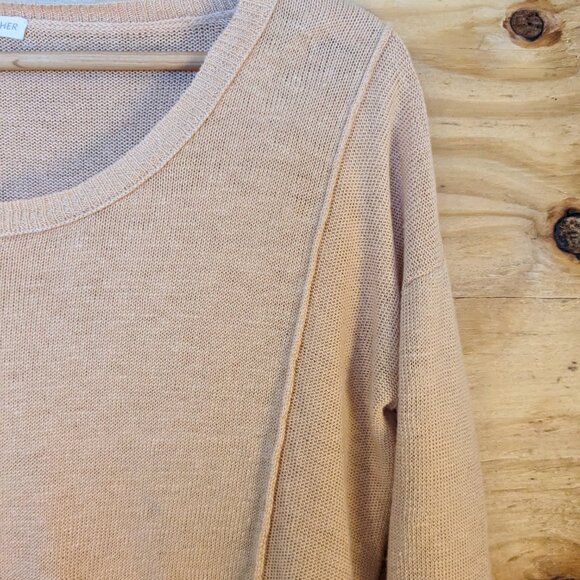 EILEEN FISHER Long Sleeve Shirt Women's Size XS Tan 100% Linen Beige Pullover - Picture 6 of 10